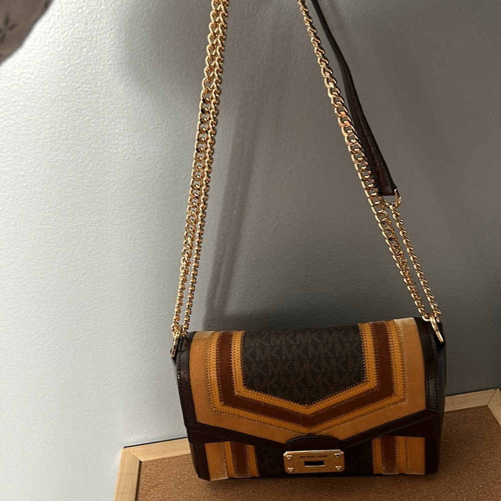 Michael Kors Kinsley Medium shoulder Flap Crossbody Marigold multi Color. EUC - Picture 6 of 16